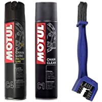 Motul - Kit de limpiador lubricante para cadena C4 400 ml + cepillo de limpieza para la cadena